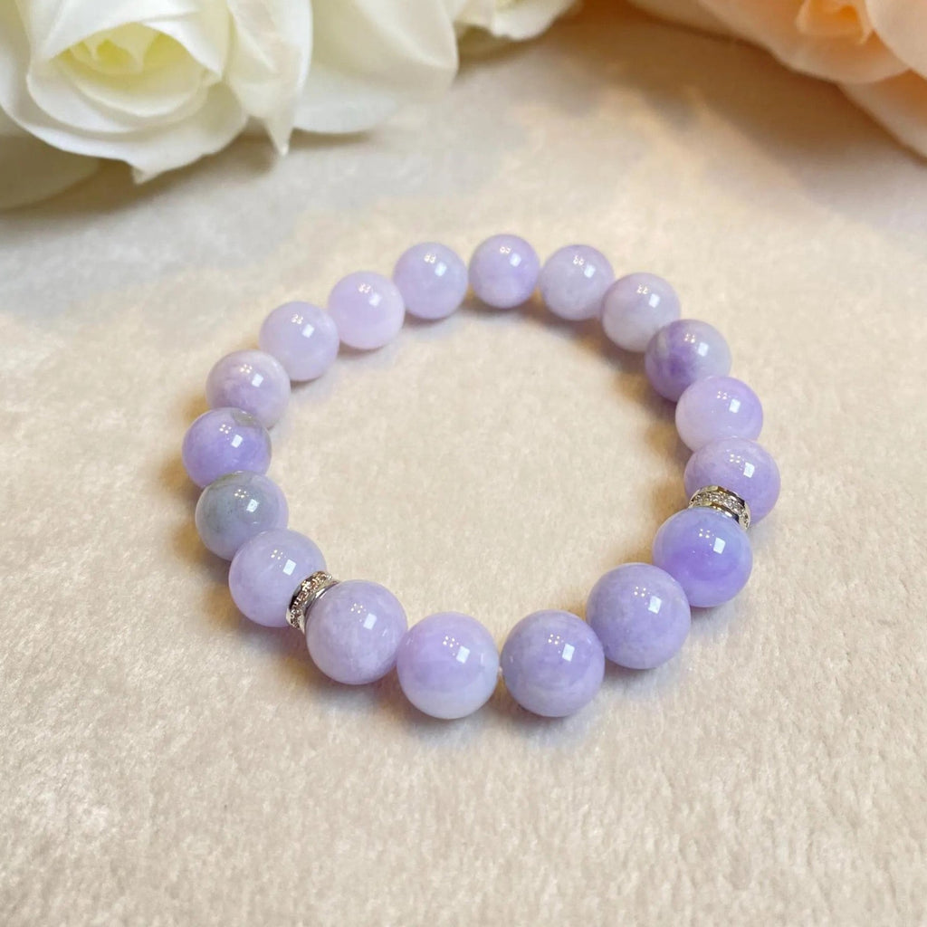 Burmese Purple Jade Bracelet, Jade Stone Bead Bracelet, Natural Jade Gemstone Bracelet, Jade Healing Jewelry, Jade Bracelet Man & Woman