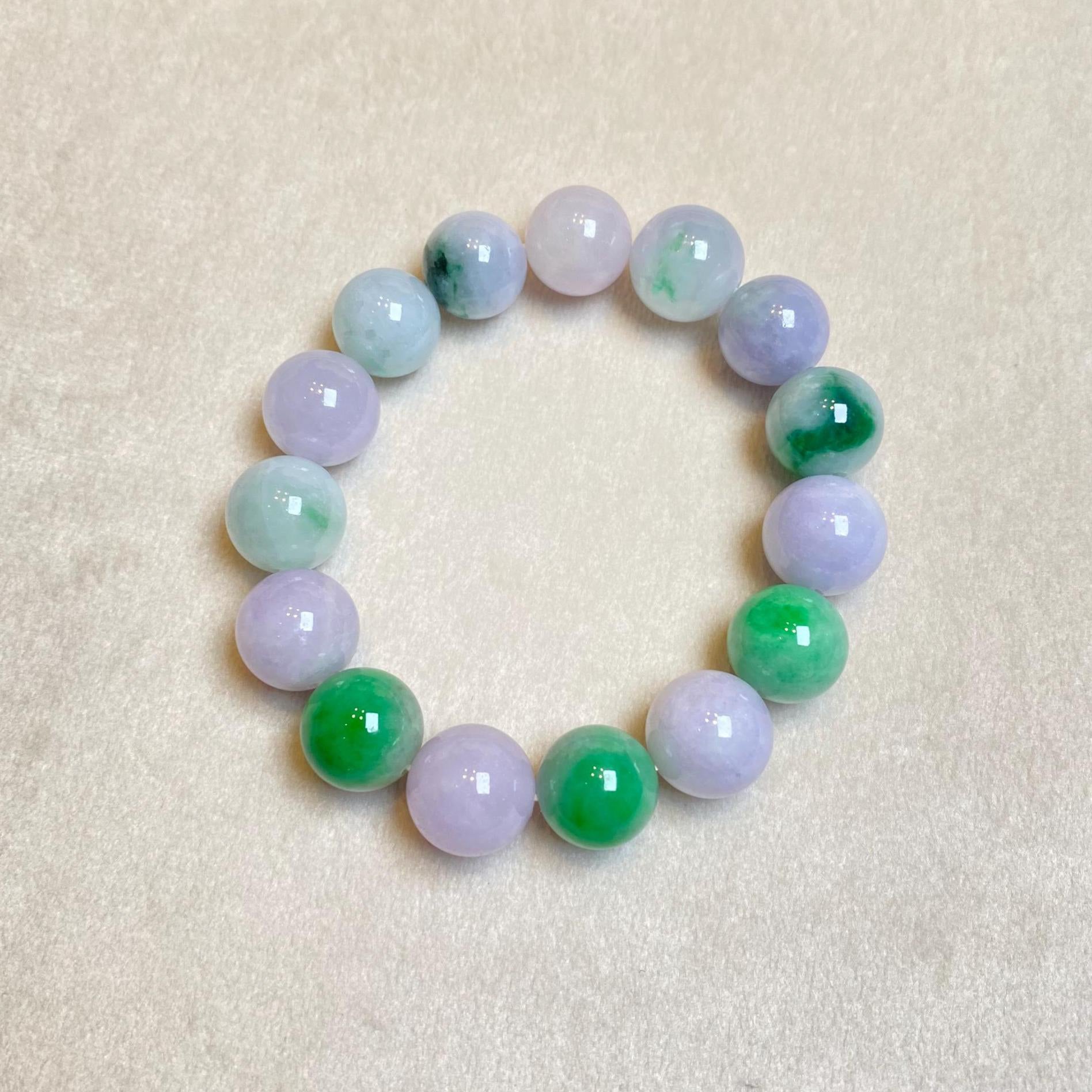 Gransky Multi-Color Type-A Burmese Jadeite Beaded Bracelet - 18cm