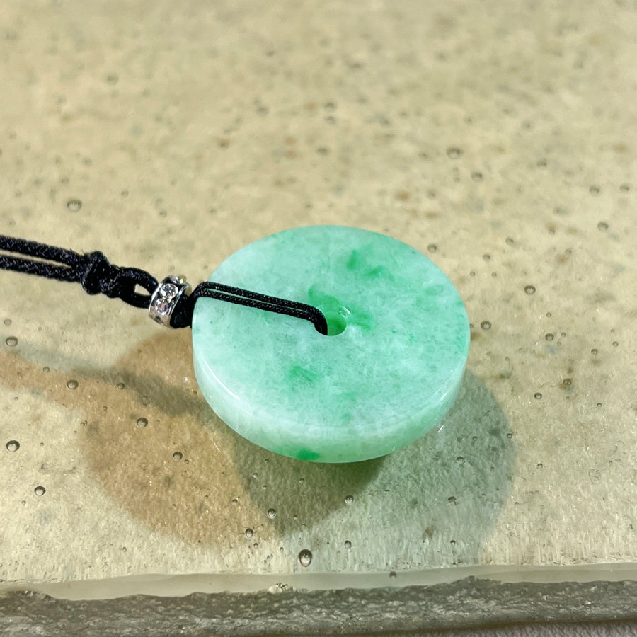 Burmese Jadeite Jade Lucky Apple Green Jade Donut Pendant
