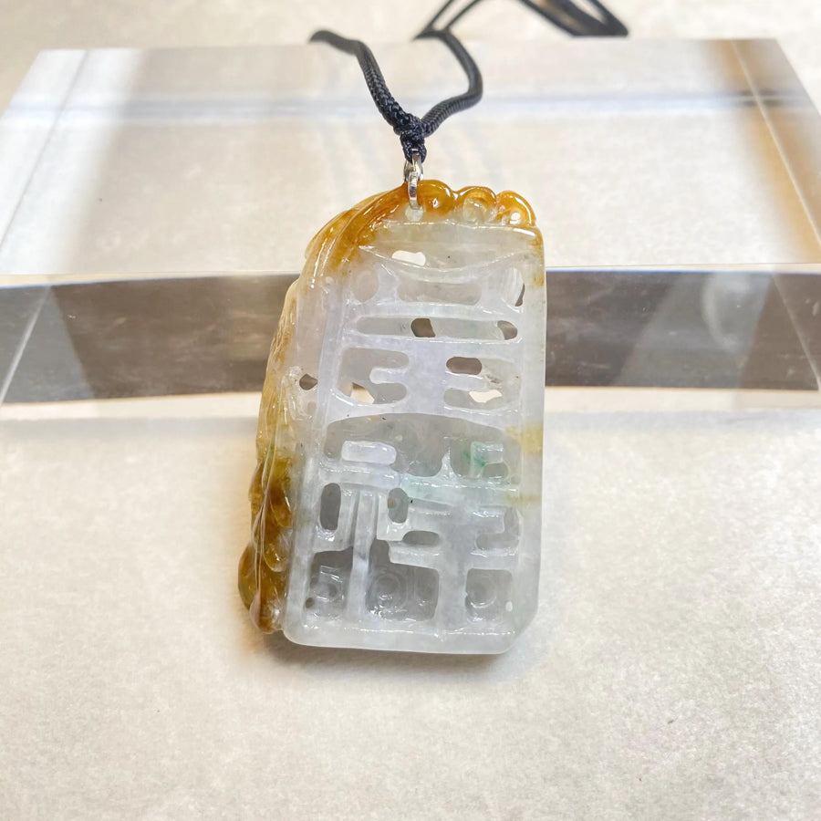 Carved Dragon Jade Pendant Natural Untreated Burmese Jade