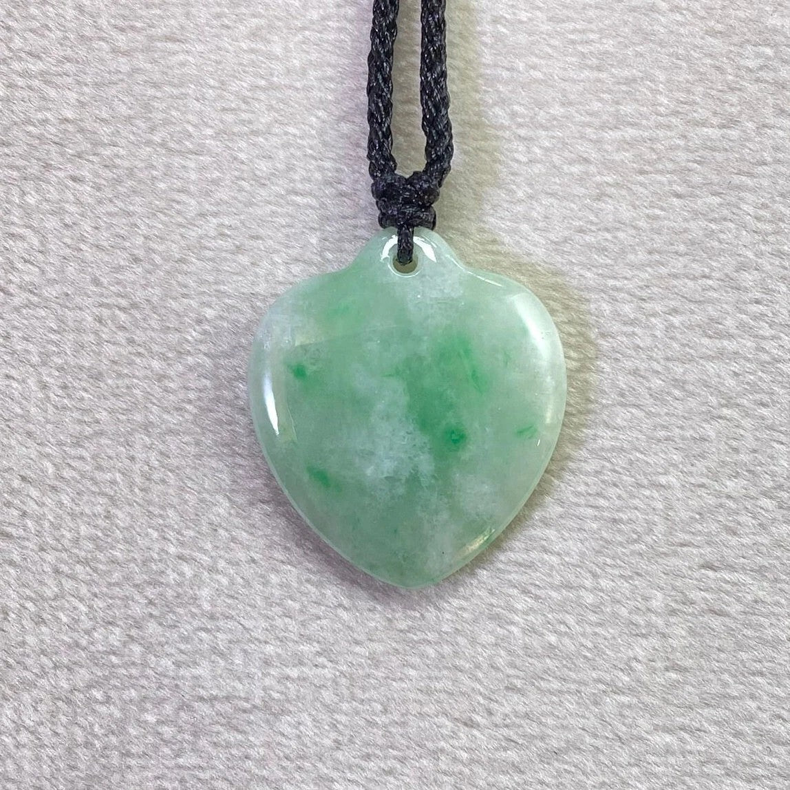 Dainty Heart Shape Green Jade Pendant Necklace