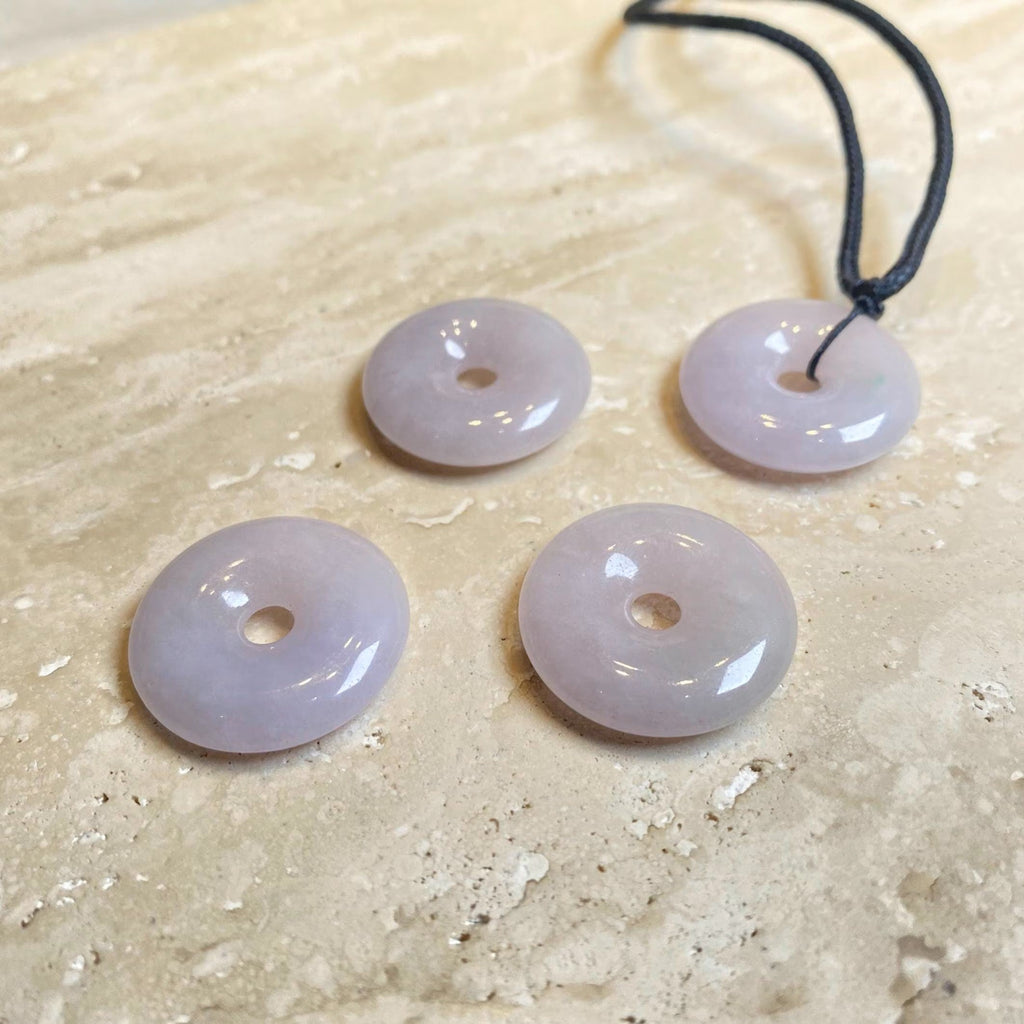Gransky 23.5mm Purple Round Donut Jade Pendant Necklace - Natural Untreated Jade