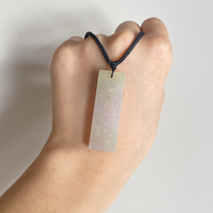 Purple and Brown Jade Block Pendant Necklace