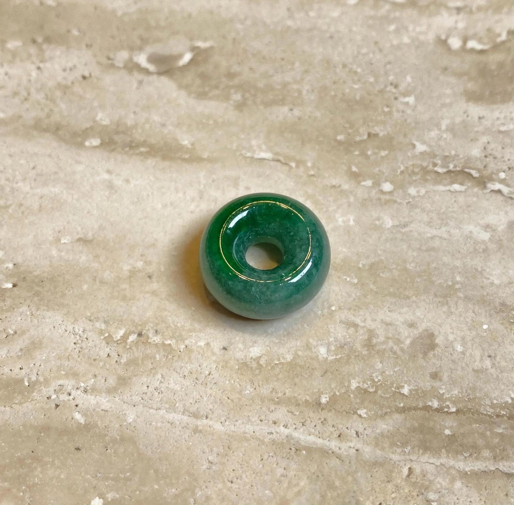 Intense Green Jade Gemstone Beads Donut Shape Loose Beaded DIY