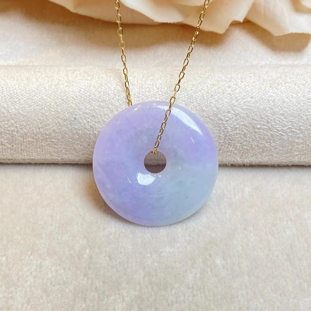 Intense Purple Jade Donut Pendant Necklace - Type-A Burmese Jadeite