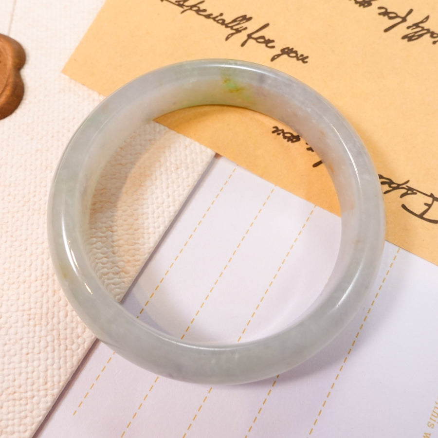 Kids Jadeite Bangle – White Grey Green Size 45.5mm Type-A Jadeite