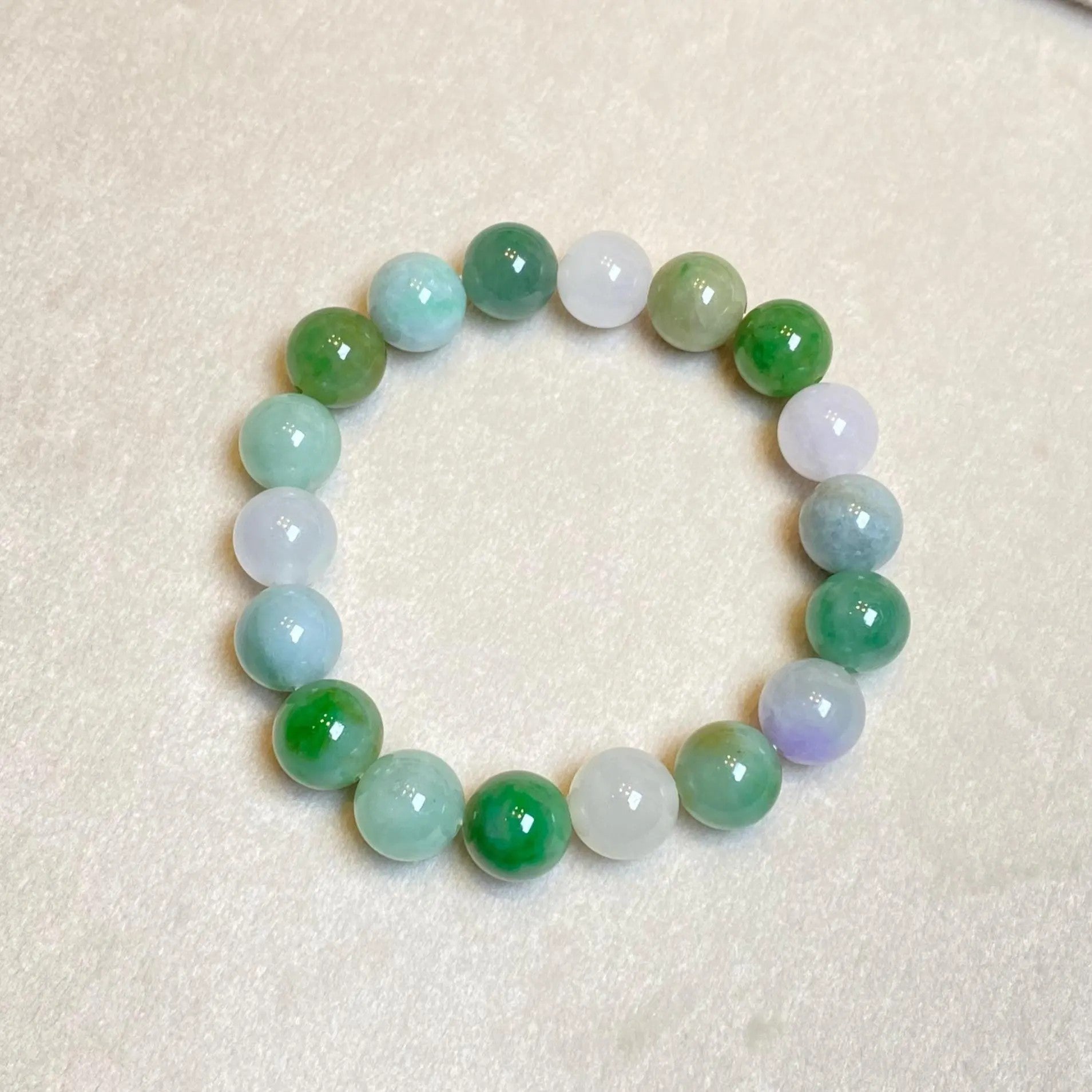 Gransky Multi-Color Type-A Burmese Jadeite Beaded Bracelet - 17cm