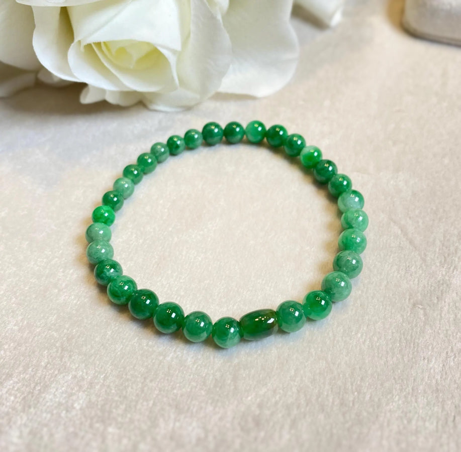 Gransky Jewellery Imperial Green Type-A Jadeite Stretch Bracelet - 17cm, 5-6mm