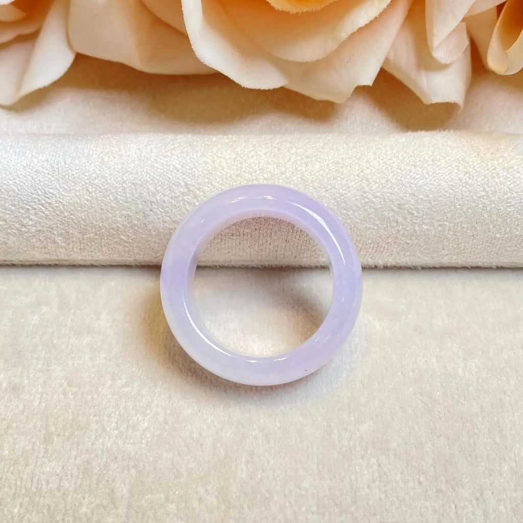 Imperial Purple Jade Ring Band - Size US 9, Vibrant & Translucent, Minimalist Elegance