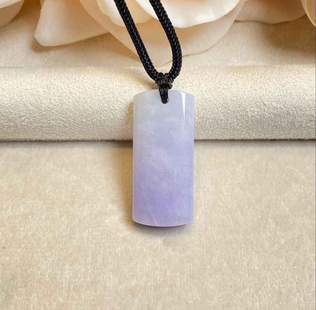 Certified Purple Jade Block Pendant - Natural Intense Lavender