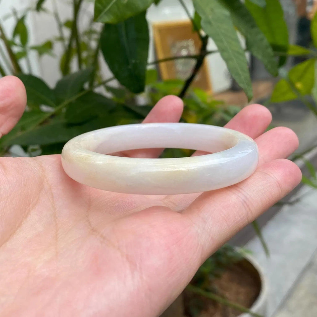 56.5-58.0mm Natural Jadeite Real Jade Round Bangle Bracelet