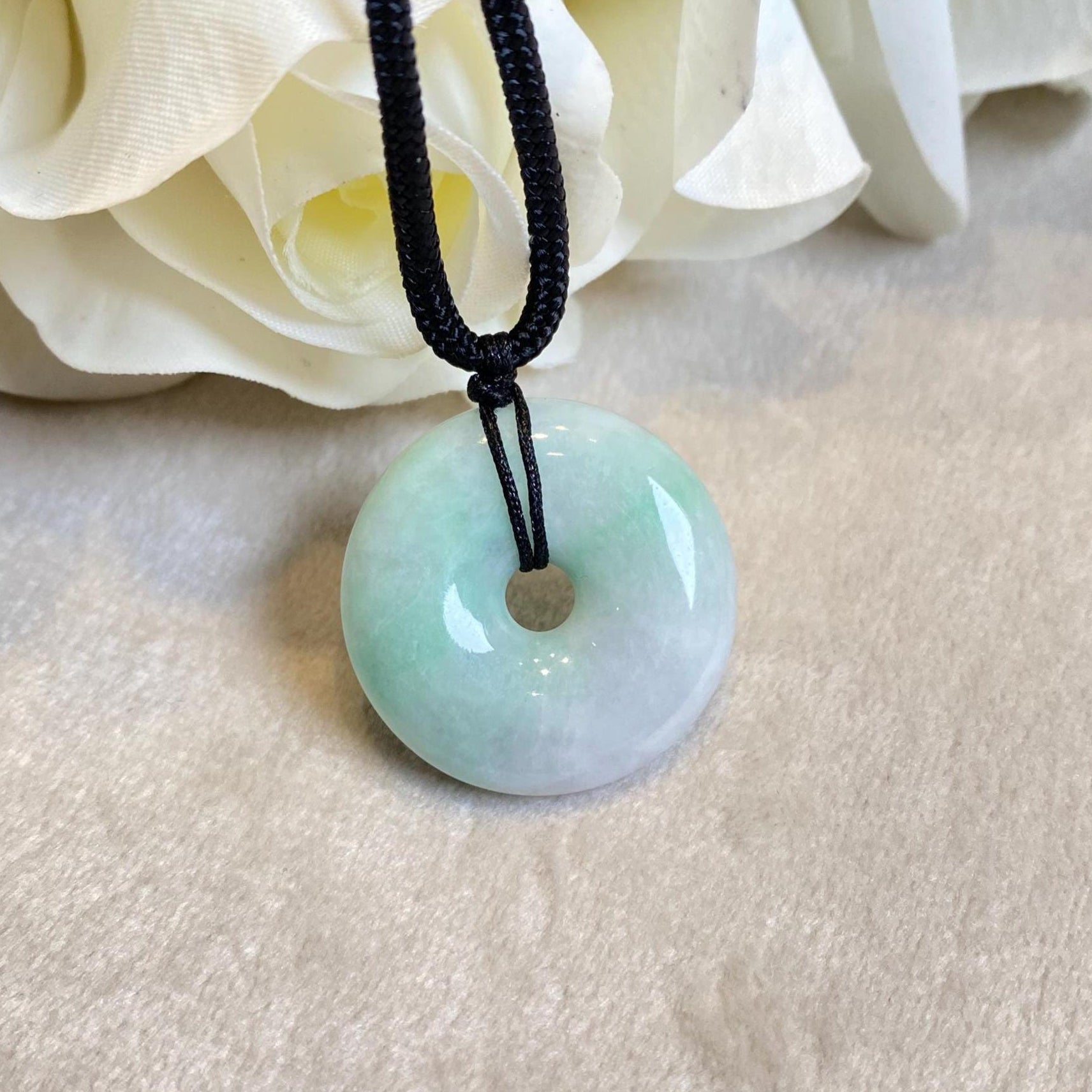 Dainty Green Burmese Jade Disc Pendant
