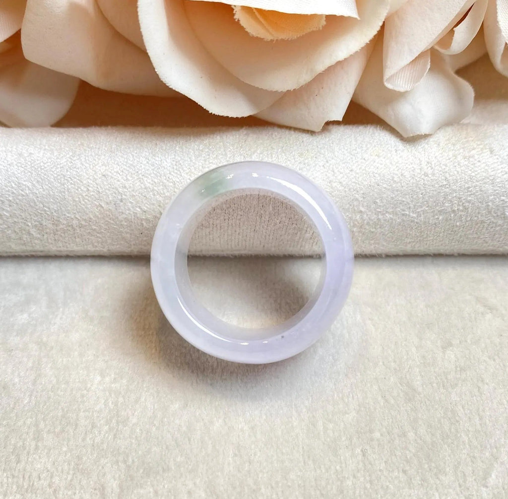 US 9.25 Gransky Natural Untreated Smooth Purple Band Jade Ring