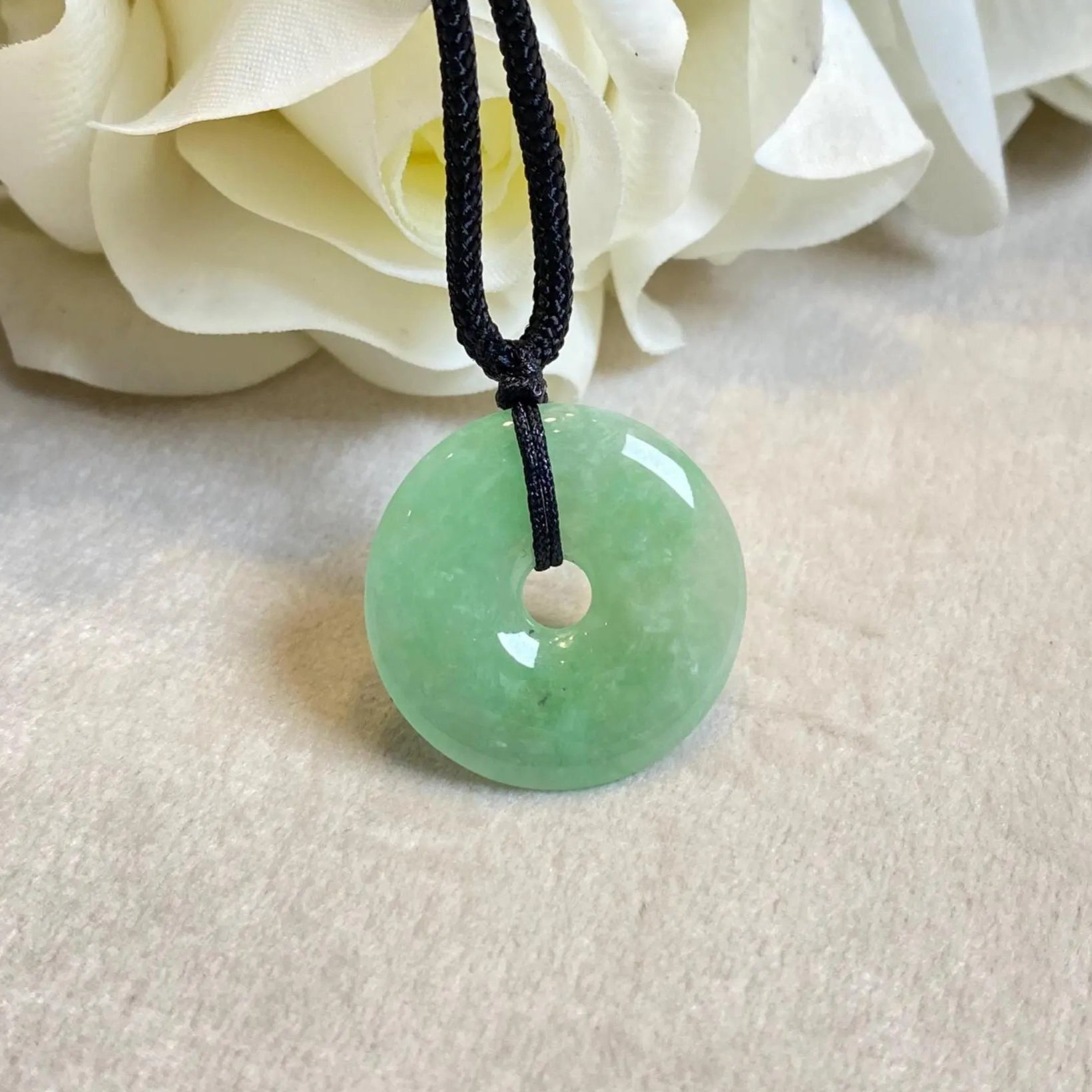 Natural Type-A Bright Green Burmese Jade Disc Pendant