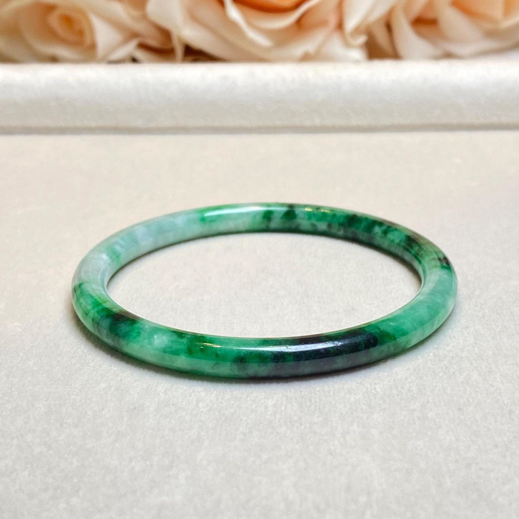 54mm Green Color Jadeite Bangle – Untreated Natural Green Burmese Jadeite