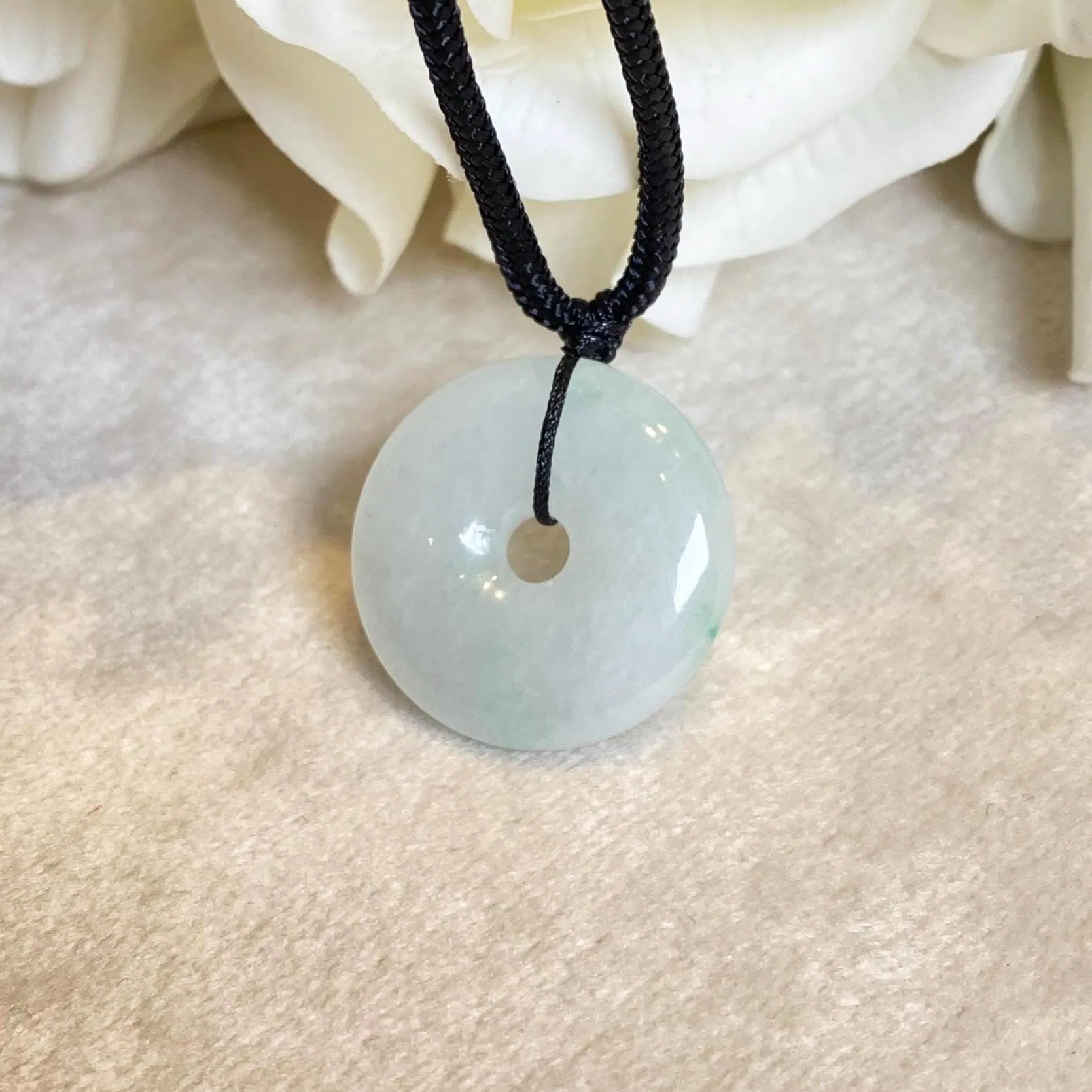 Gransky Natural Men's Type A Green Jade Disc Pendant