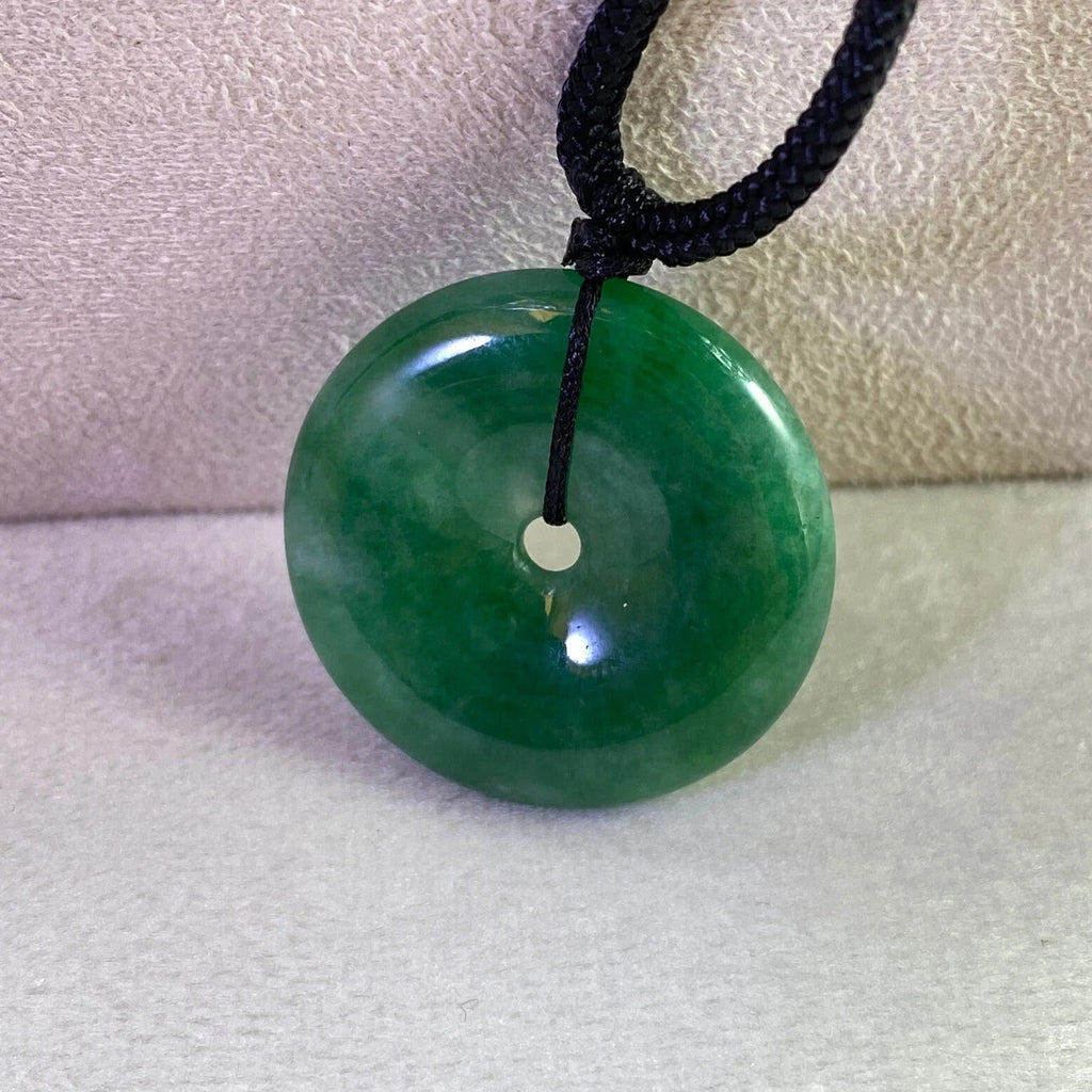 Green Jade Round Donut Pendant 24.1mm - Calming Gemstone