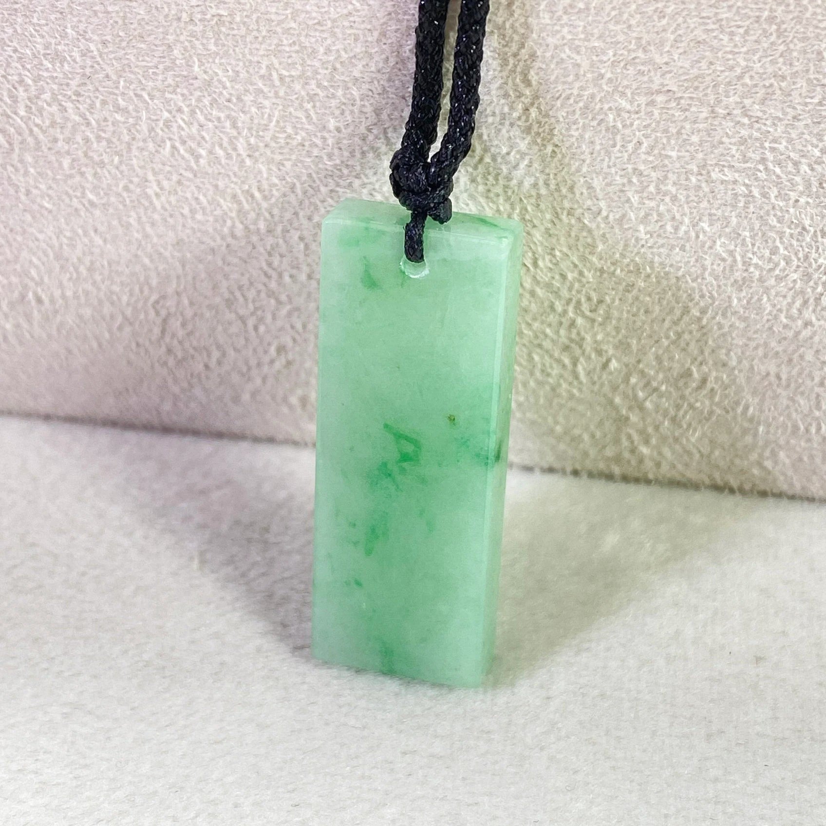 Handcrafted Rectangular Jade Block Pendant – Apple Green Elegance