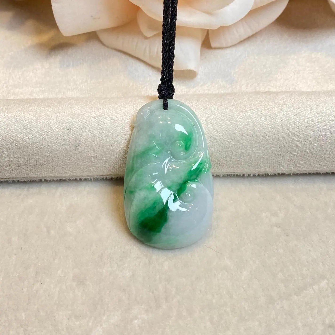 Green Jade Ruyi Pendant Necklace - Certified Natural Type-A Jadeite