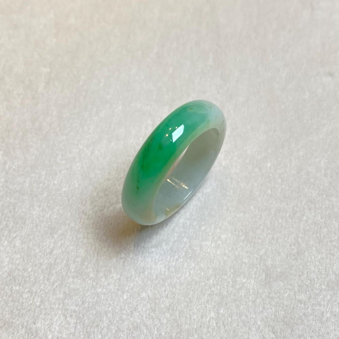 Size 9.25 Natural Type-A Burmese Green Jade Band Ring