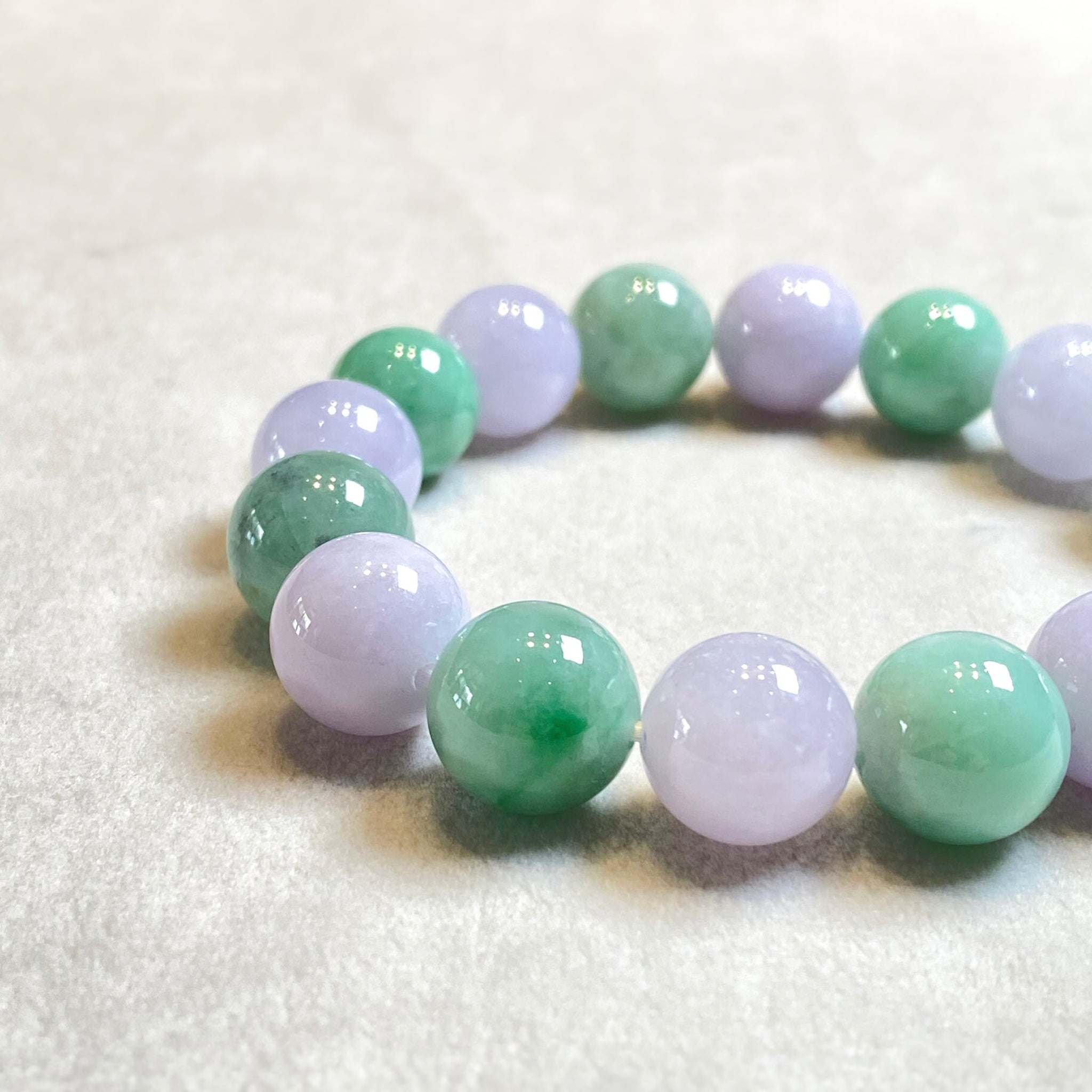 Jade Beads Bracelet, Purple and Green Jadeite Beaded Bracelet, 12mm Beaded Jade, Type A Jadeite