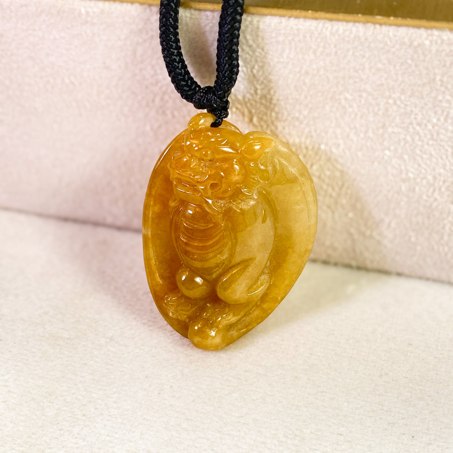 Cute Orange Jade FuShu Carving Pendant
