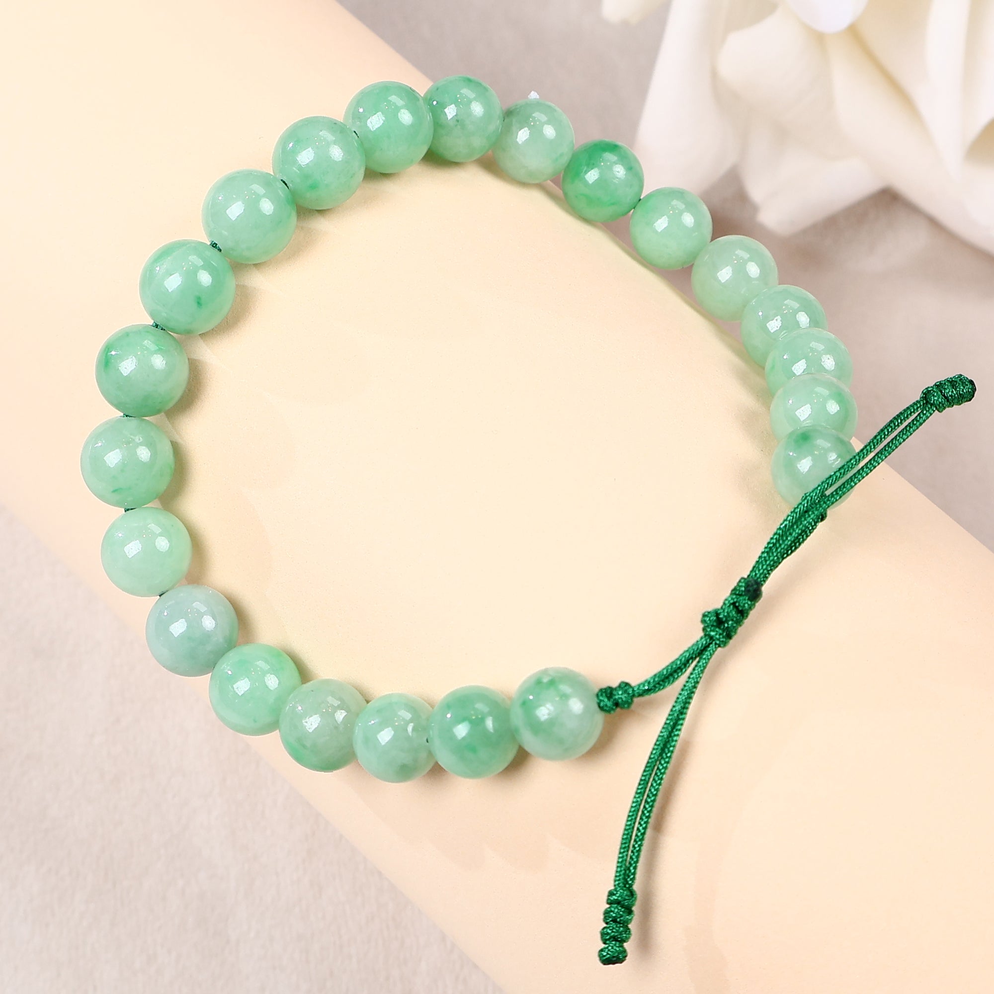 Bright Green Bead Bracelet, Energy Lucky Bracelet, Natural Type A Burmese Jade, Bracelet for Men/Women, Jade Healing Jewelry, Real Jadeite