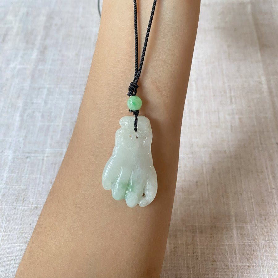 Lucky Buddha's-Hand Two Tone Jade Pendant Natural Burmese Gemstone