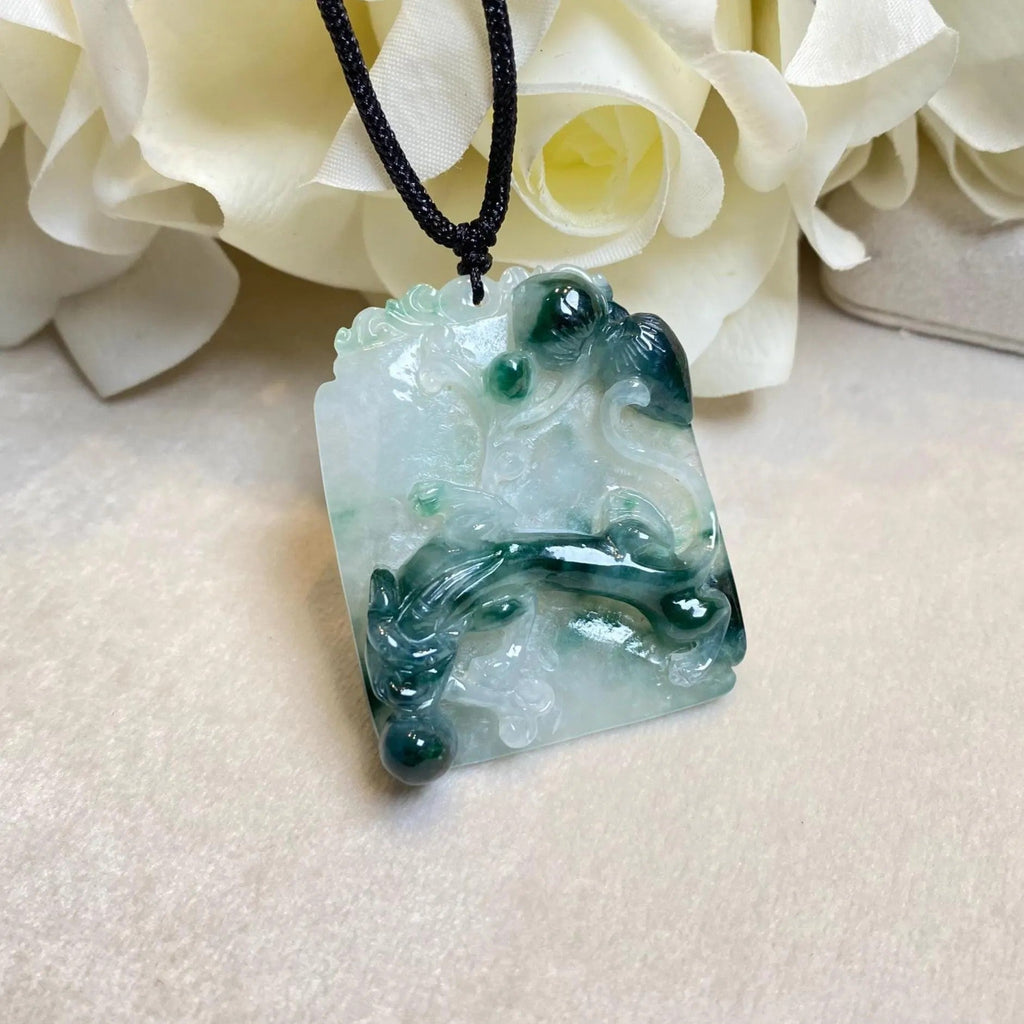 Green Jadeite Bamboo Pendant - Natural Type-A Jade