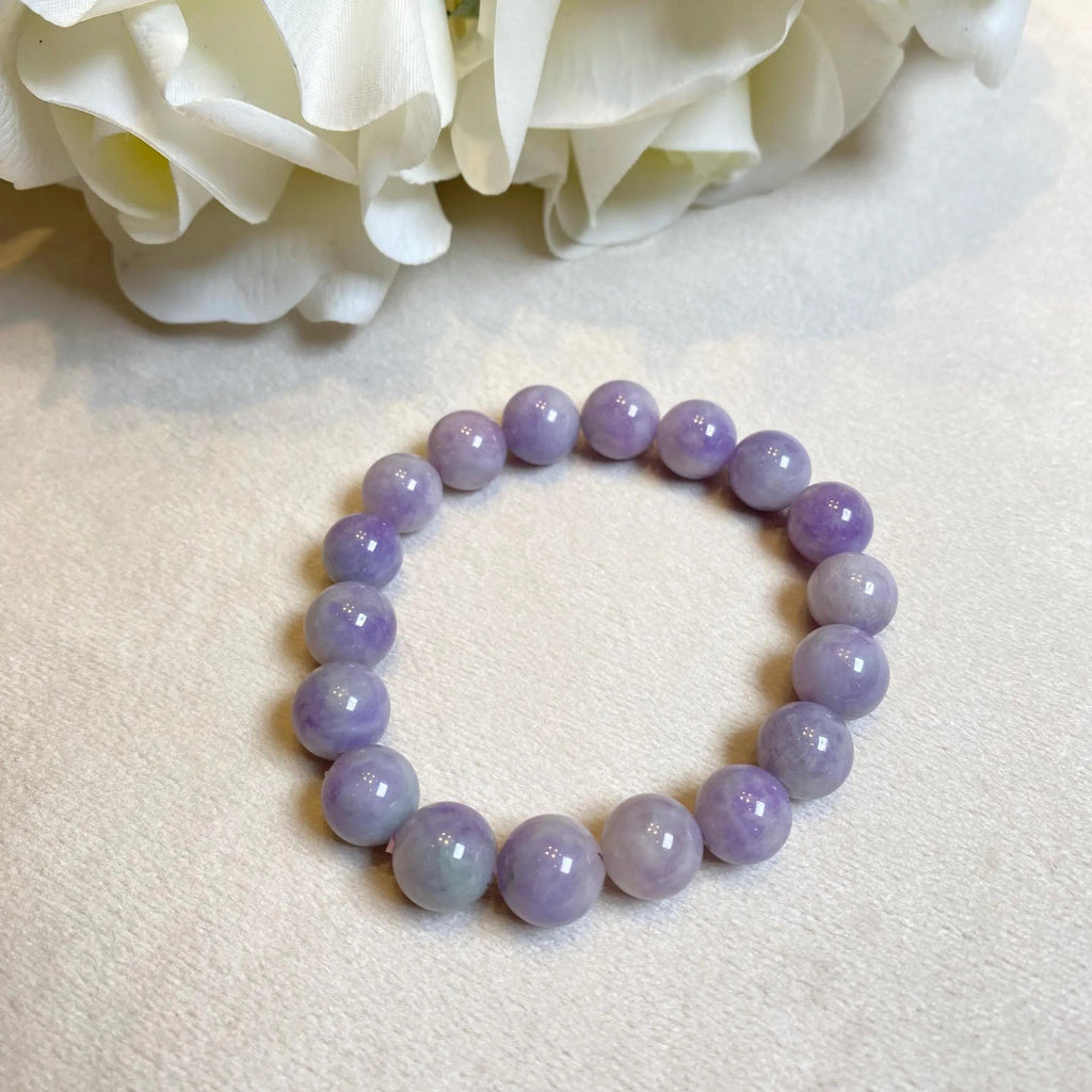 Burmese Jade Bracelet, Purple Jade Bead Bracelet, Natural Jade Gemstone, Jade Healing Jewelry, Jade Bracelet Men and Women, Purple Jade