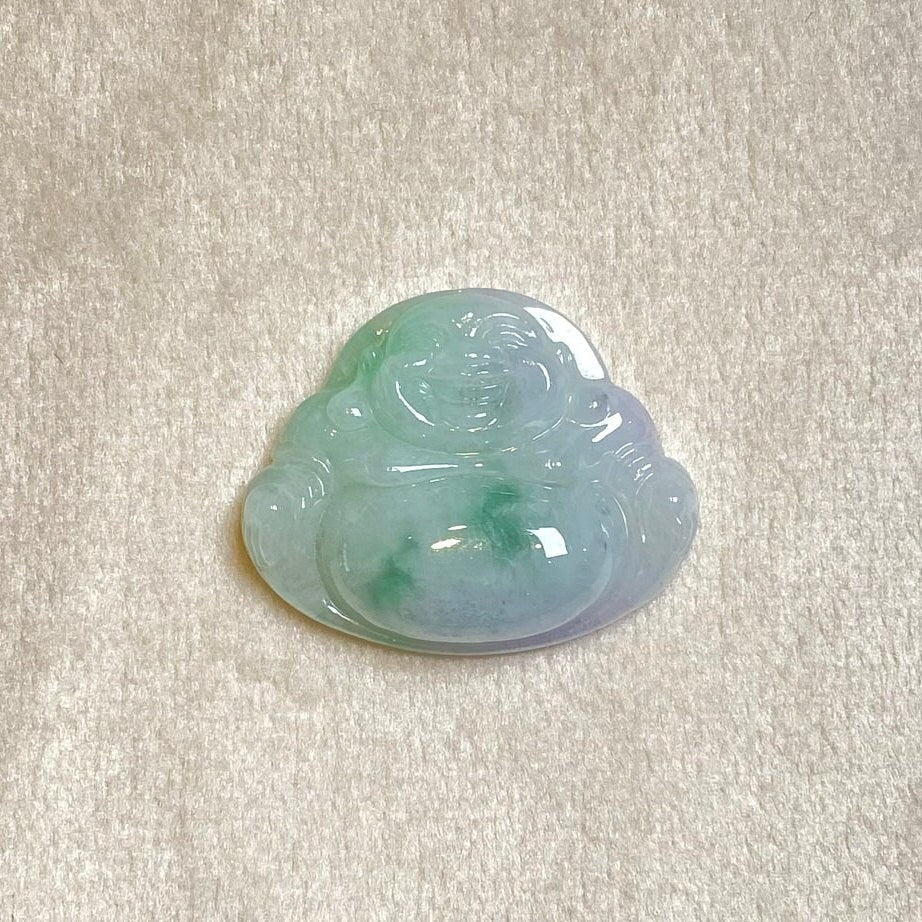 Two-Tone Green & Purple Maitreya Buddha Jade Pendant - Rare Type-A Jadeite