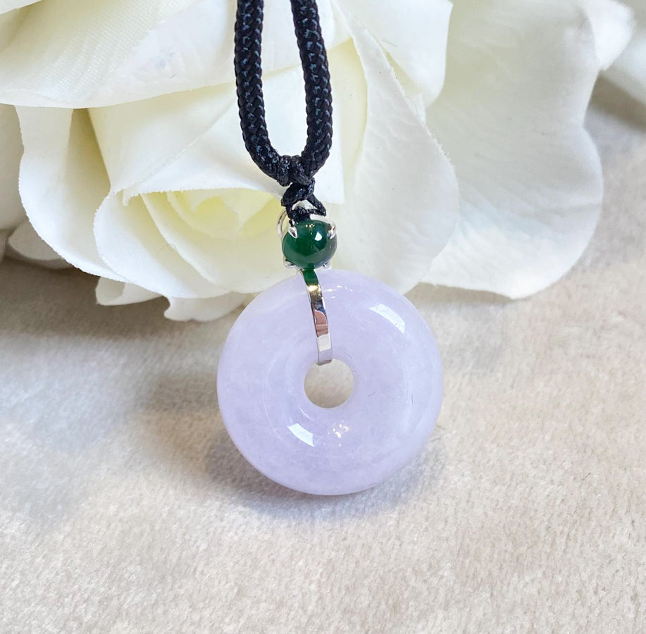 Gransky Jewellery Purple Burmese Jadeite Donut Pendant in 18k White Gold - 29.7mm