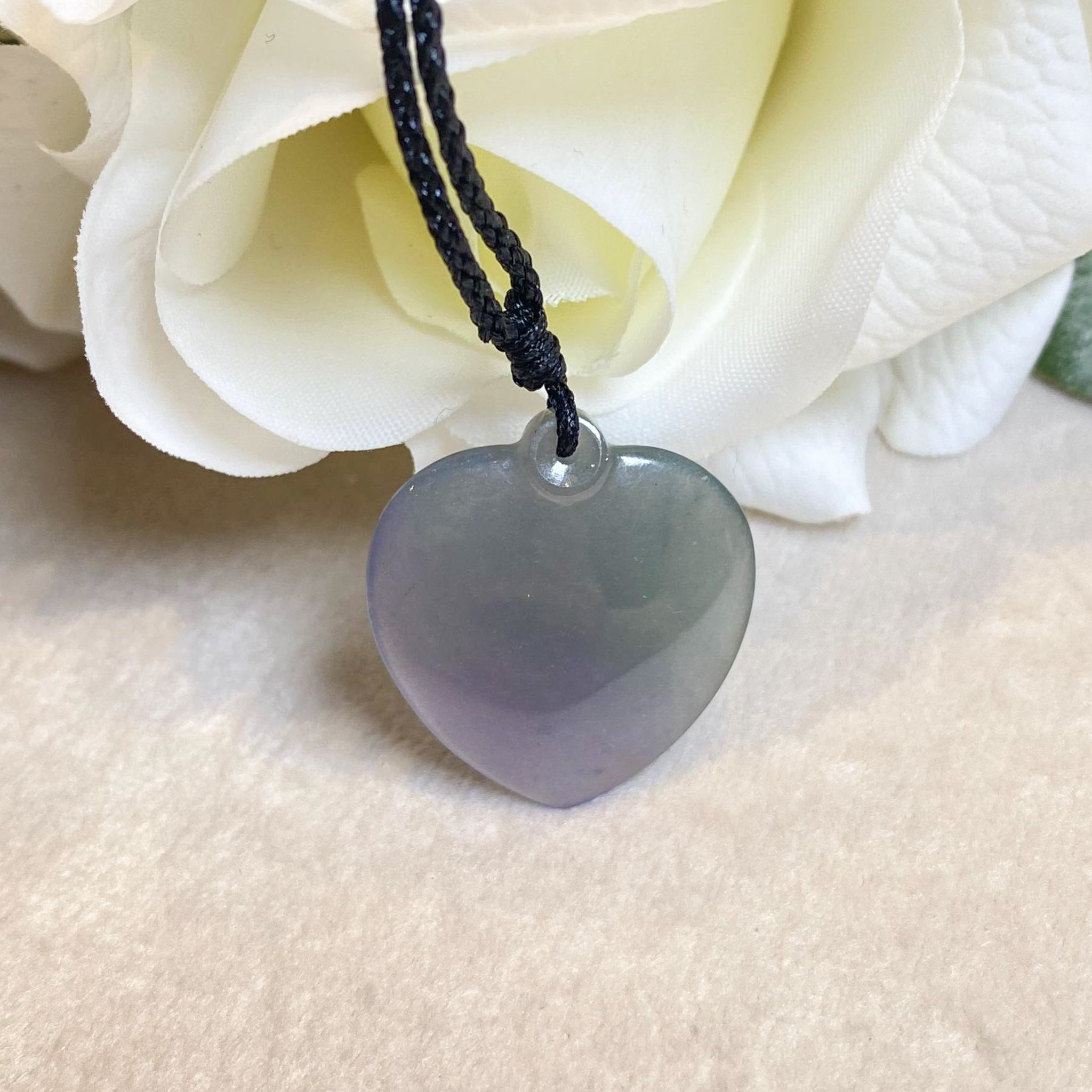 Dainty Heart Shape Purple Jade Pendant Necklace