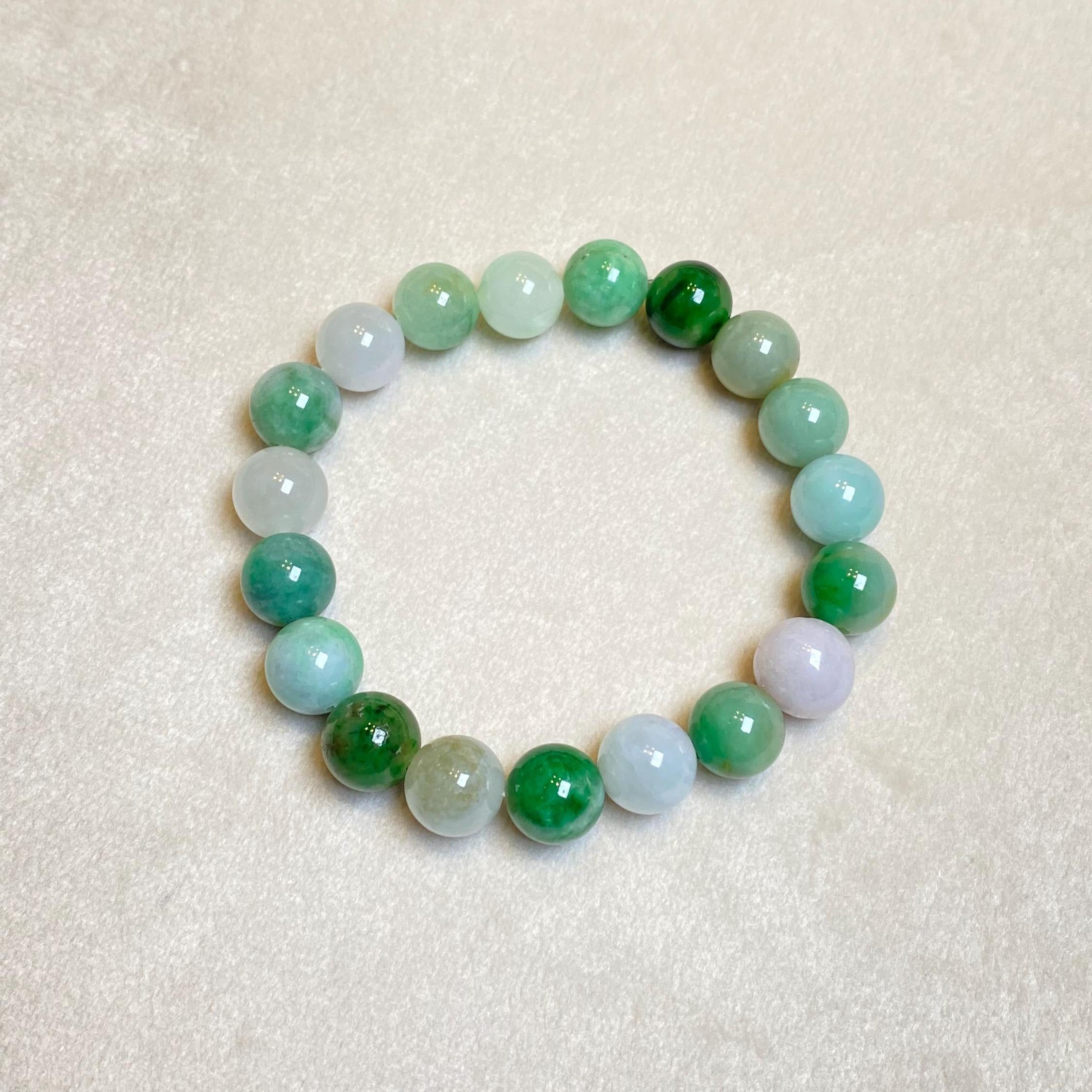 Gransky Multi-Color Type-A Burmese Jadeite Beaded Bracelet - 17cm