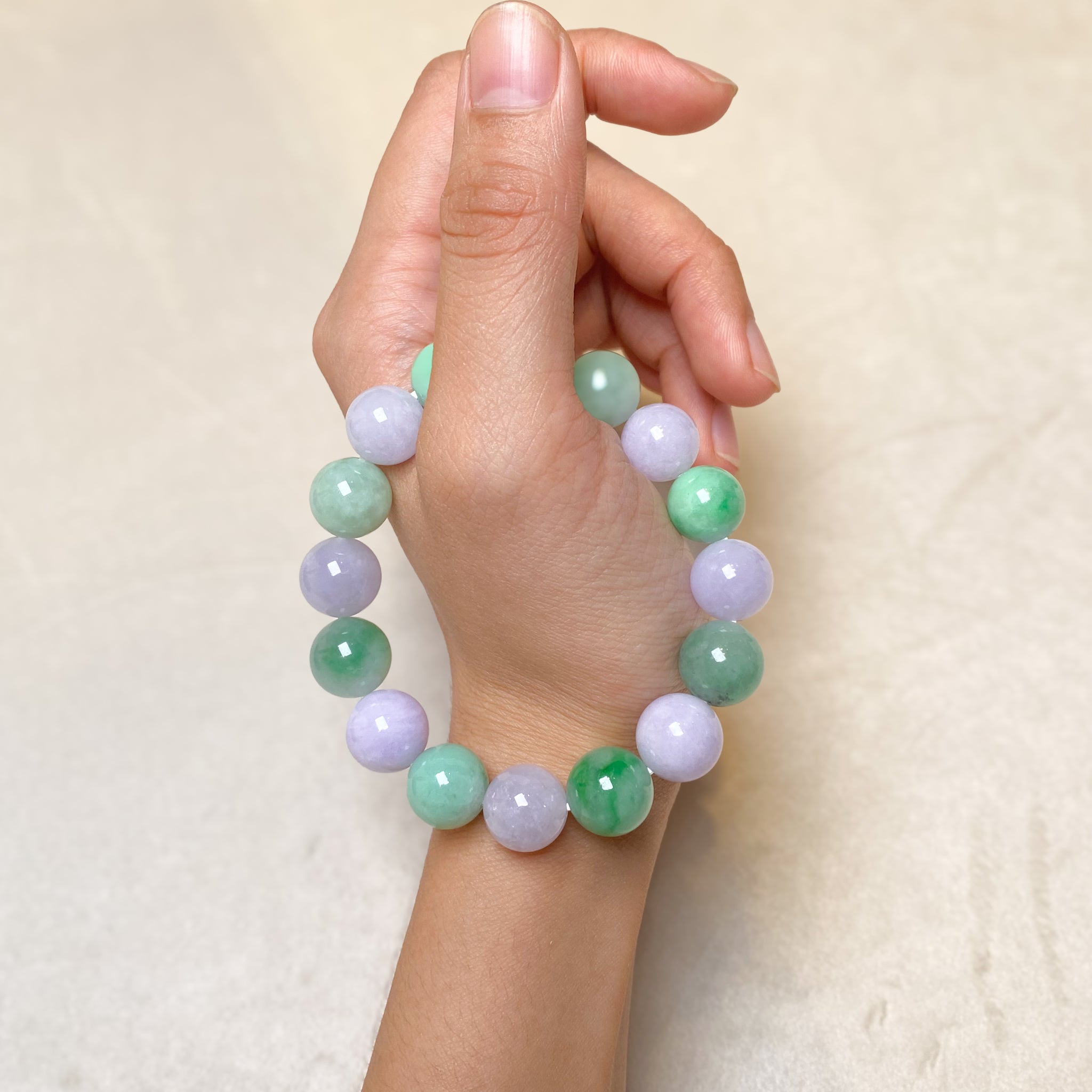 Jade Beads Bracelet, Purple and Green Jadeite Beaded Bracelet, 12mm Beaded Jade, Type A Jadeite