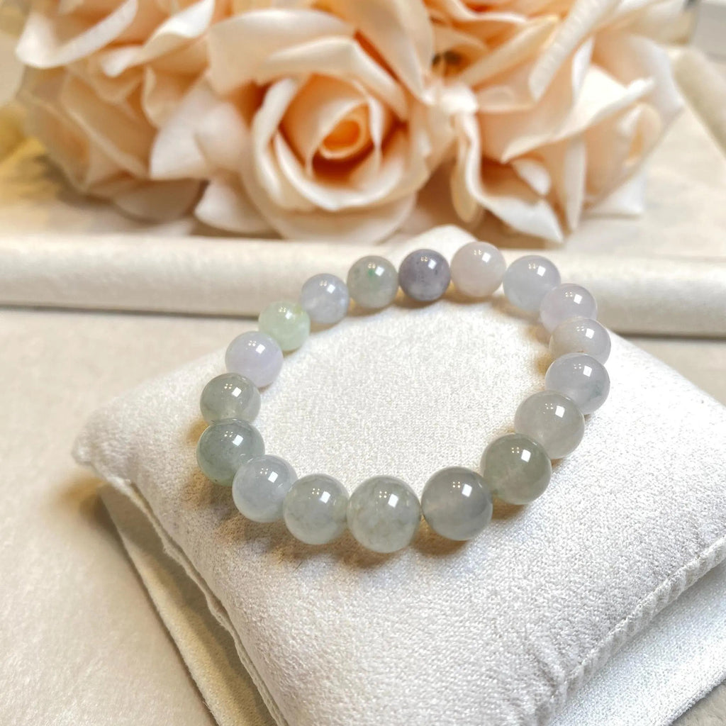 Multi-Color Natural Untreated Type-A Burmese Jadeite Beaded Bracelet