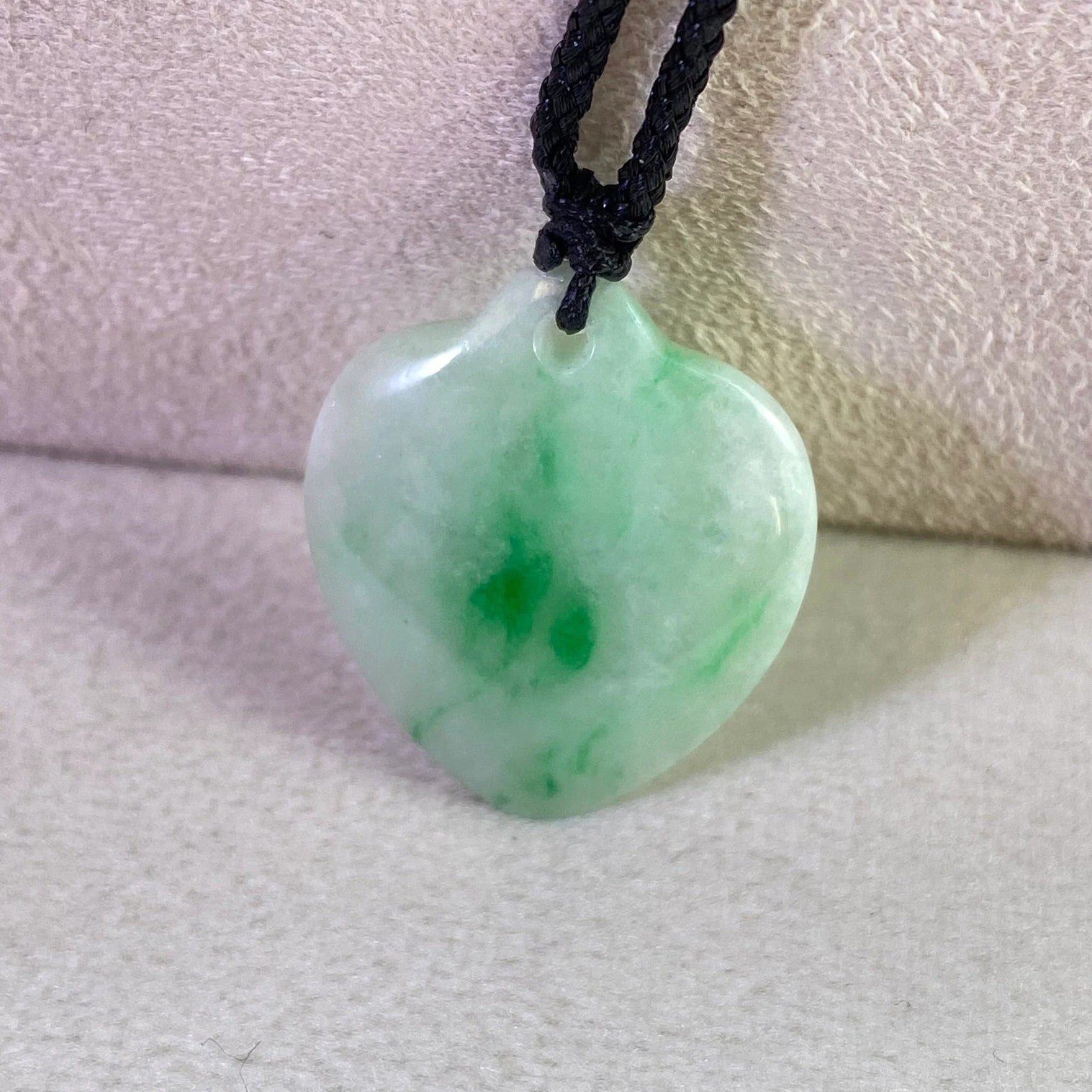 Dainty Heart Shape Green Jade Pendant Necklace