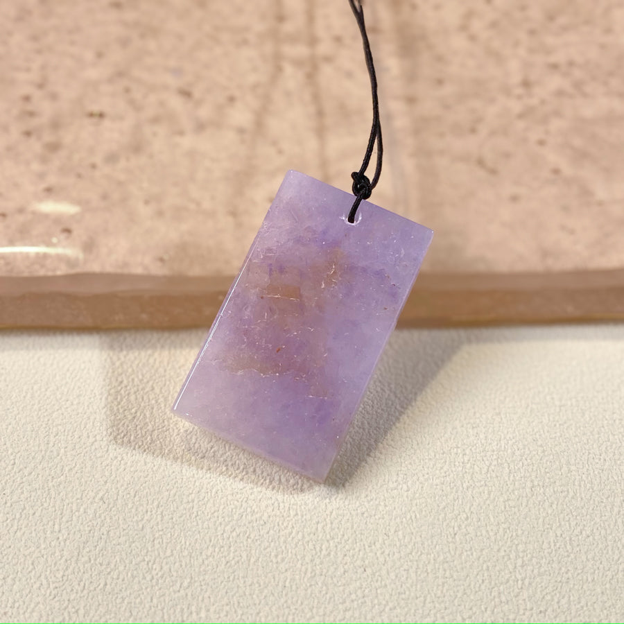 Gransky Natural Purple Jade Block Pendant Necklace