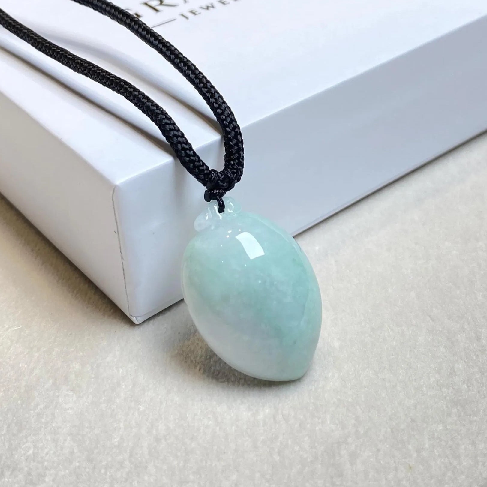 Green Peach-Shaped Carved Jadeite Pendant Necklace