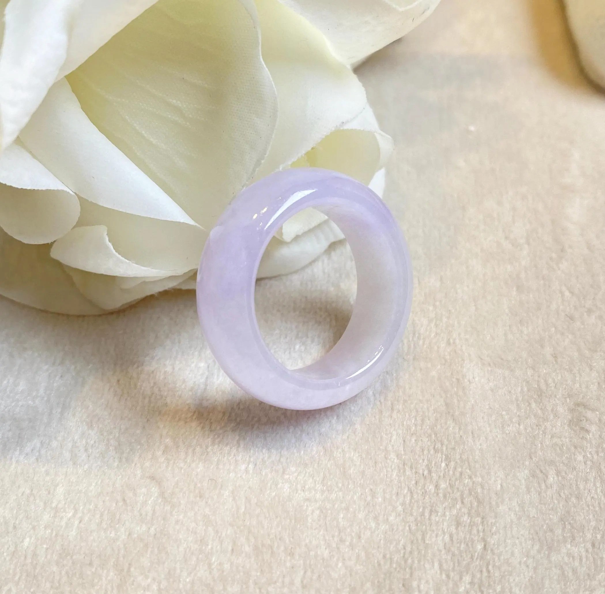 Imperial Purple Jade Ring Band - Size US 9, Vibrant & Translucent, Minimalist Elegance