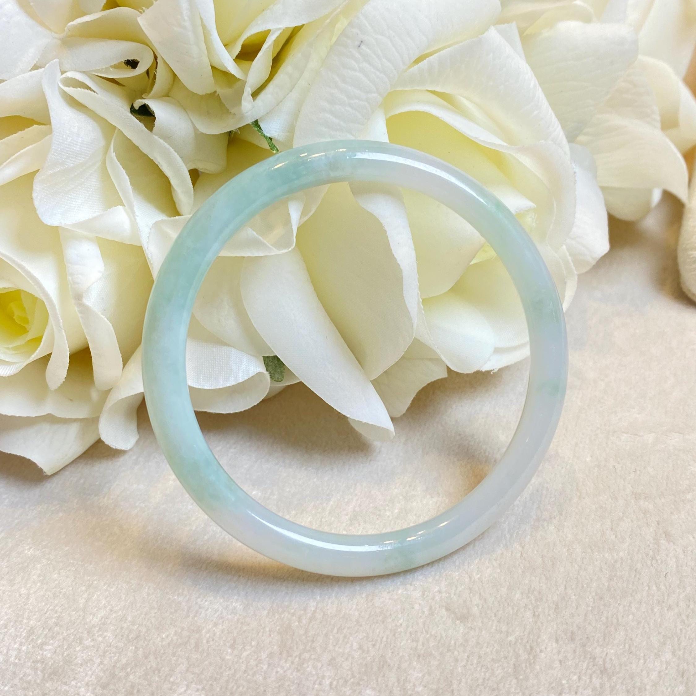 51mm Green Color Jadeite Bangle – Untreated Natural Green Burmese Jadeite