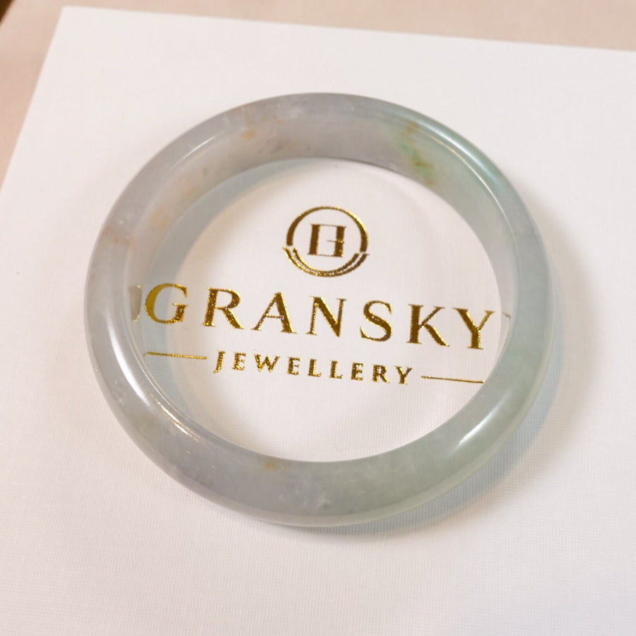 Kids Jadeite Bangle – White Grey Green Size 45.5mm Type-A Jadeite