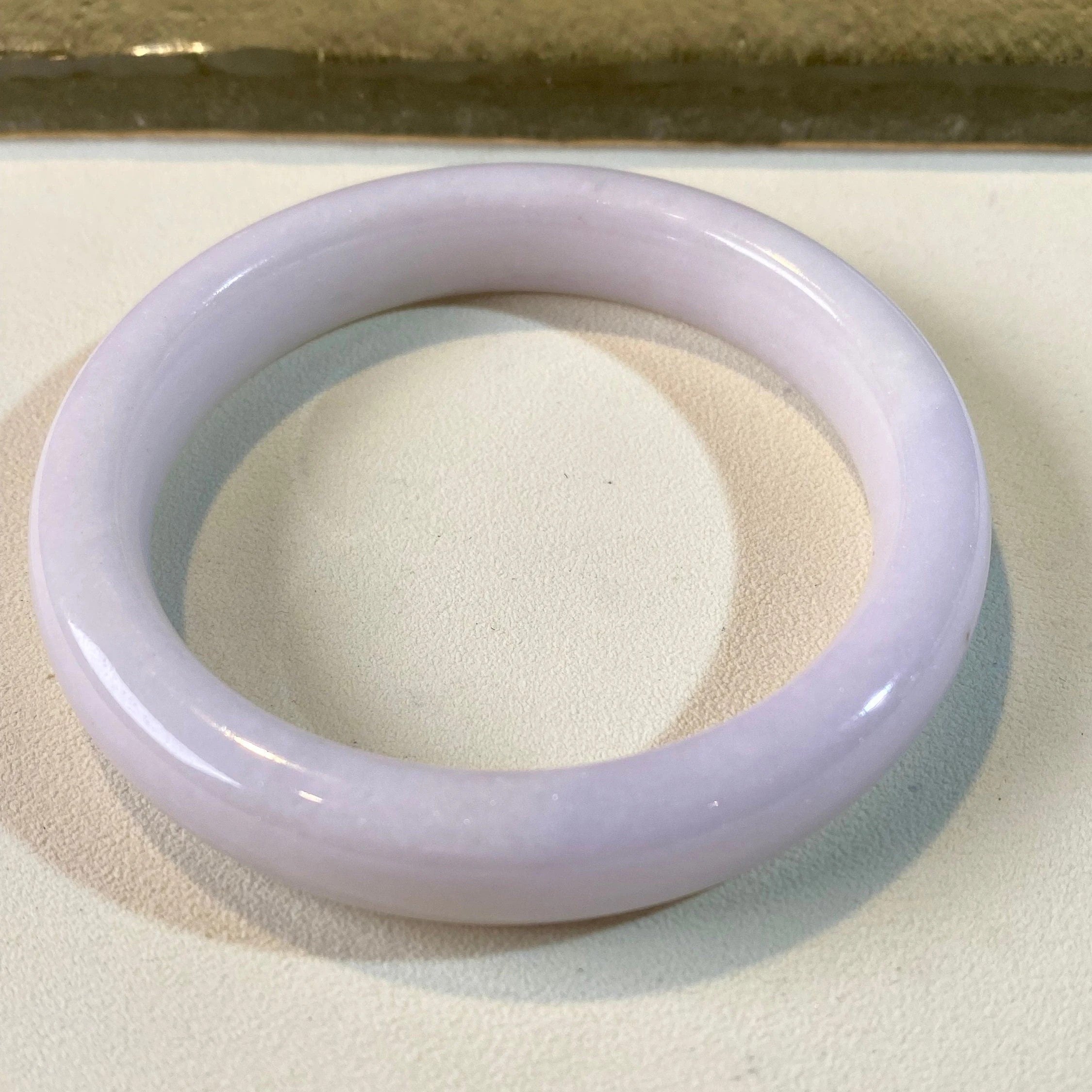 55.7mm Natural Jadeite Real Jade White Pink Bangle Bracelet
