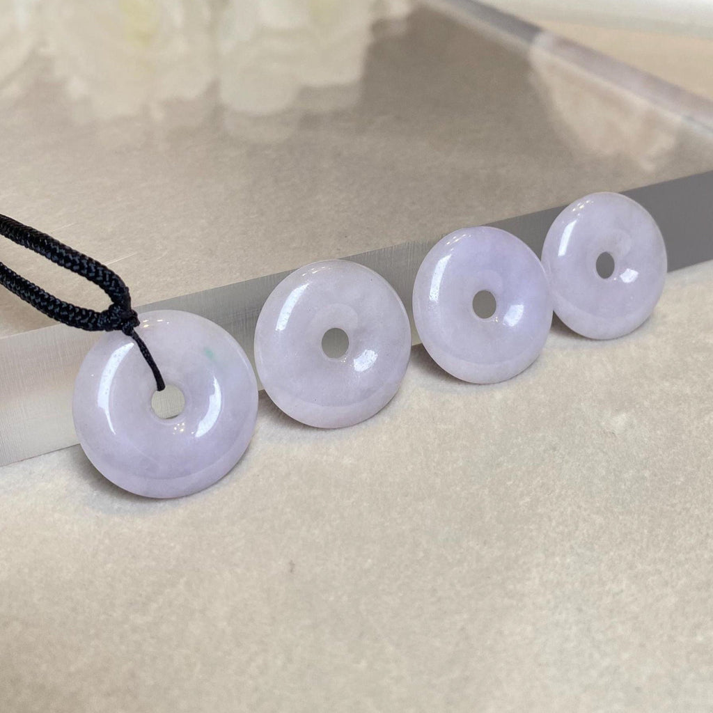 Gransky 23.5mm Purple Round Donut Jade Pendant Necklace - Natural Untreated Jade