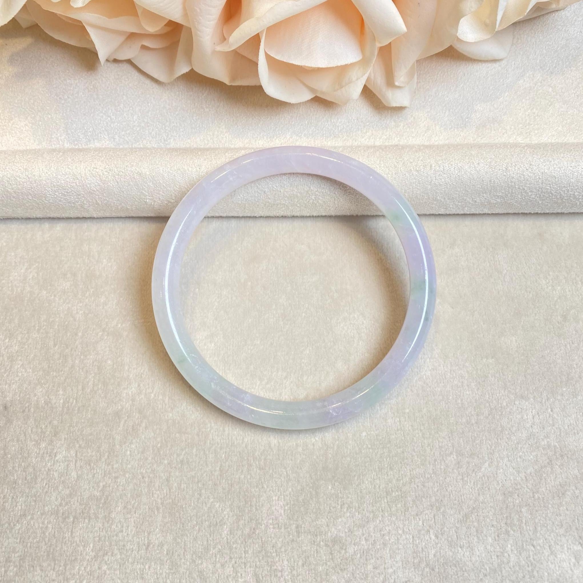 59.5mm Purple & Green Jadeite Bangle – Untreated Burmese Jadeite