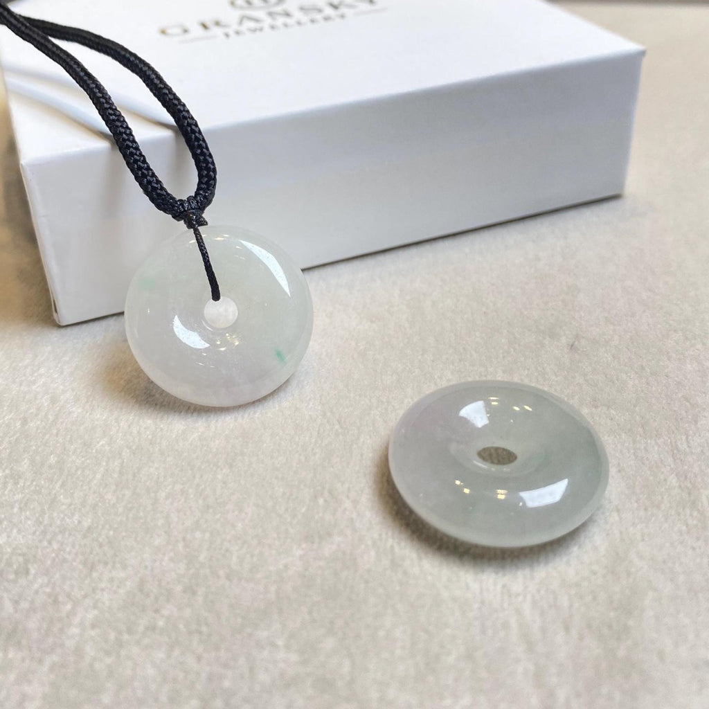 Gransky Natural Men's Type A Green & Purple Jade Disc Pendant