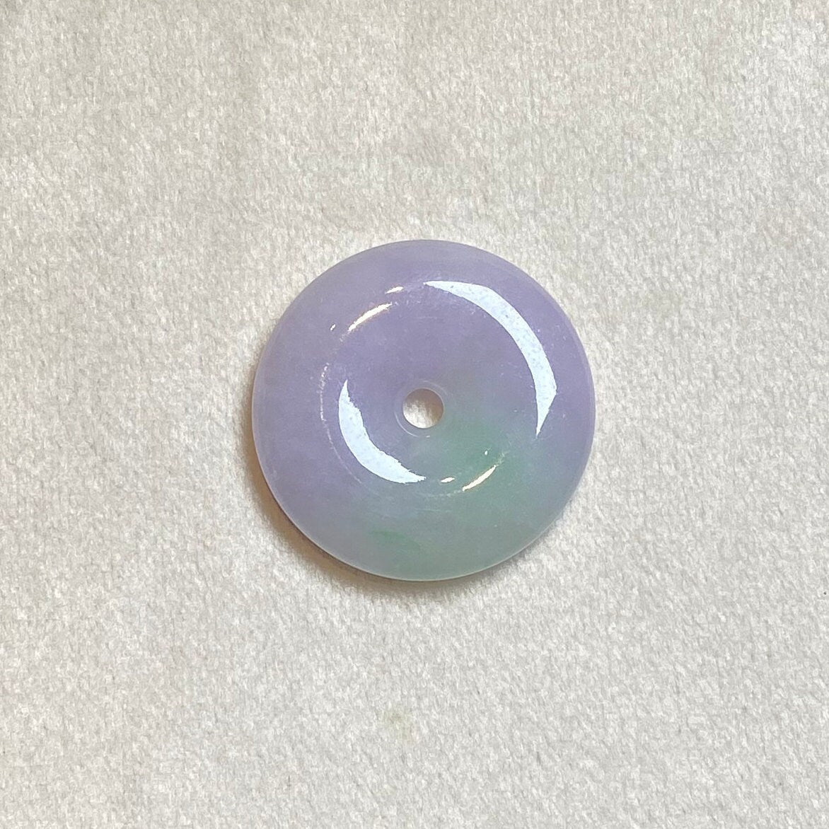 Genuine Green Purple Two-Tone Round Disc Jade Pendant