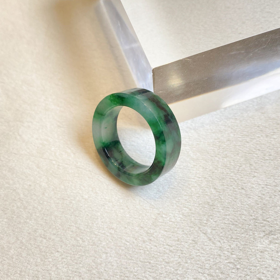 Natural Untreated Type-A Burmese Jadeite Ring | Intense Green Jade | Size US 8.25