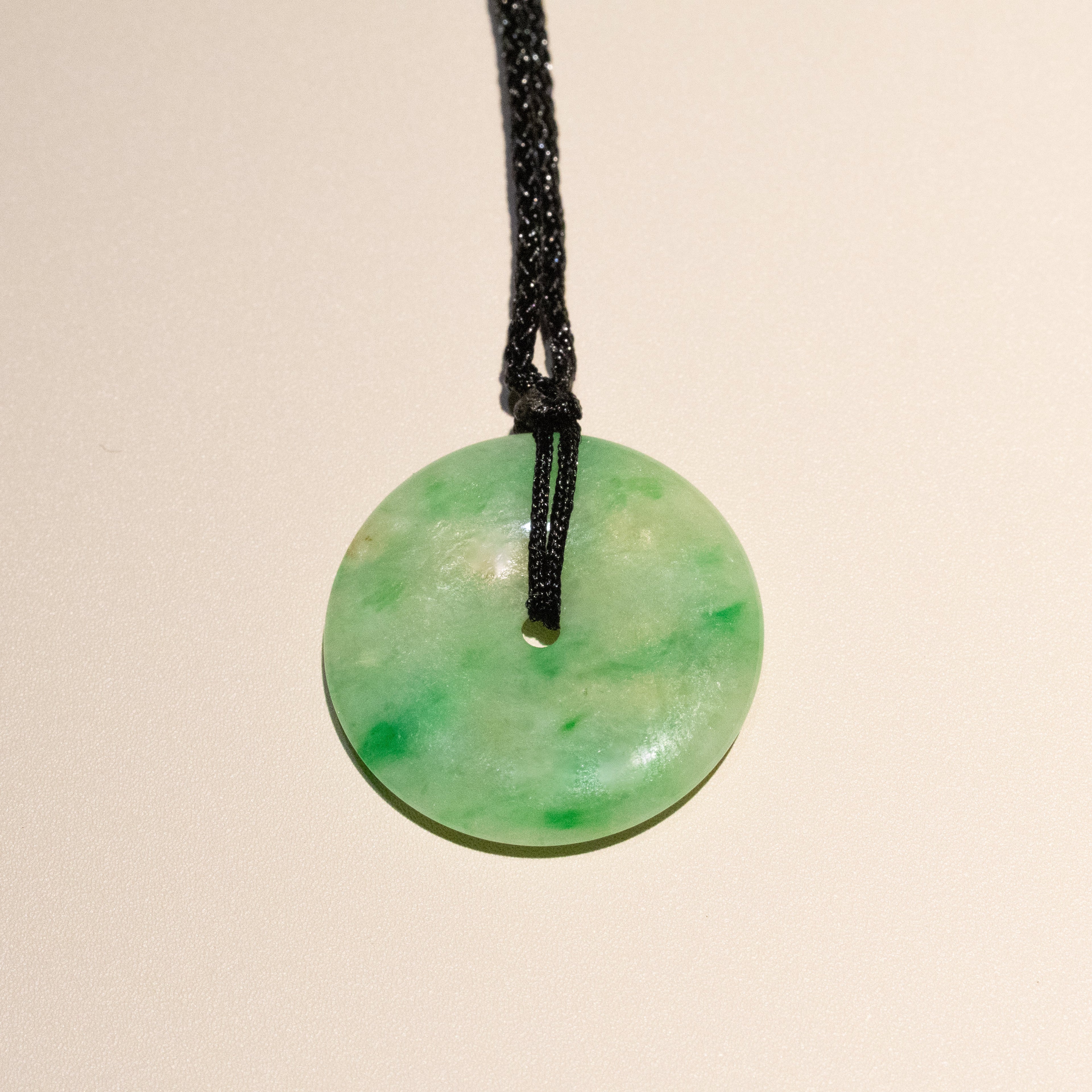 Natural Apple Green Jade Disc Pendant 23.4mm Round Necklace | Amulet for Protection & Harmony