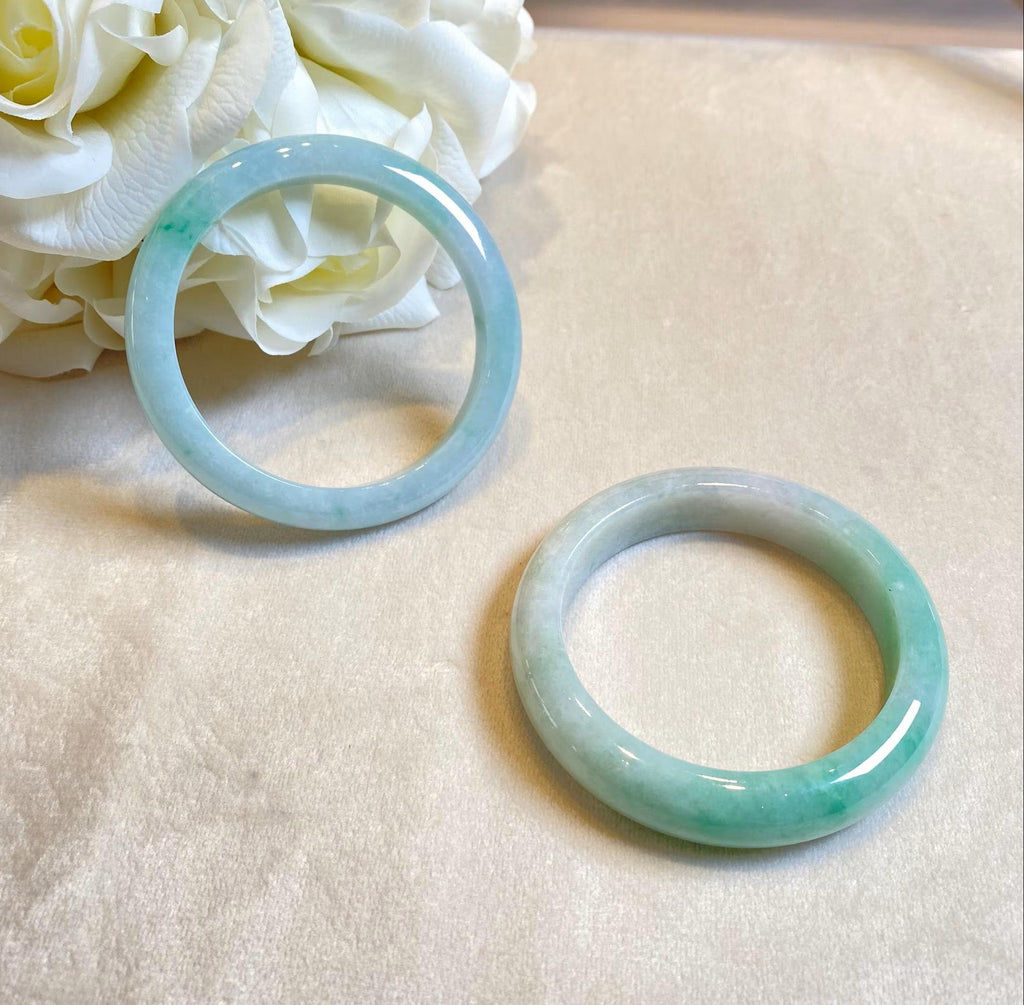 54.8mm Natural Jadeite Real Jade Green Bangle Bracelet